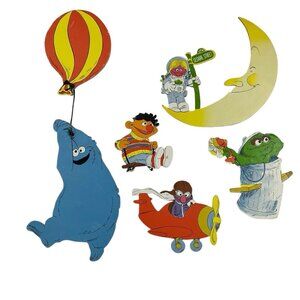 Vintage Muppets Sesame Street Wall Hangings Pressed‎ Cardboard Set of 6 Nursery